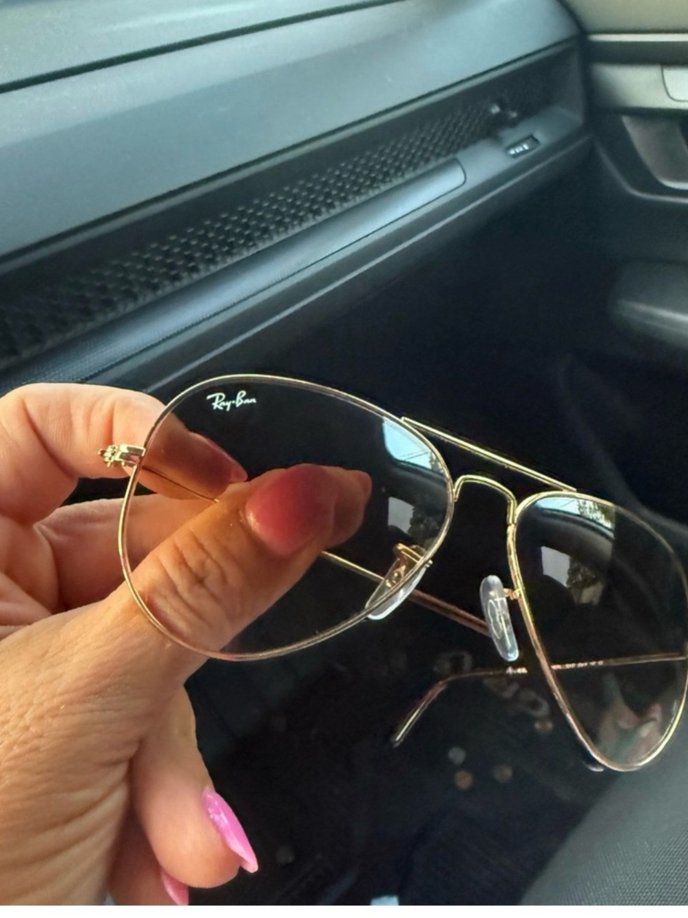 Ray-Ban Men's Gold Aviator Glasses with Clear Lenses